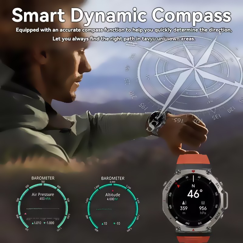 Altimeter Compass Watch - Novo relógio inteligente de mergulho masculino